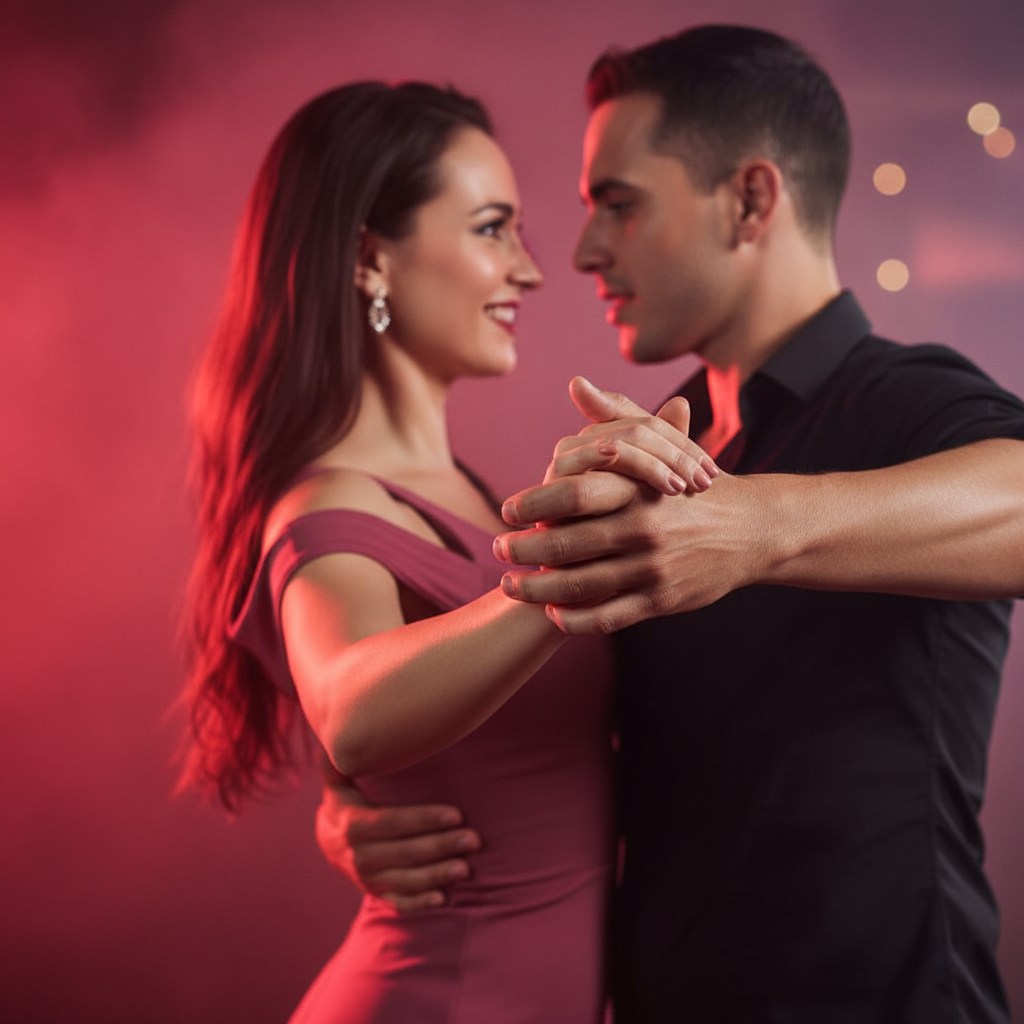 Foto de pareja bailando salsa o bachata